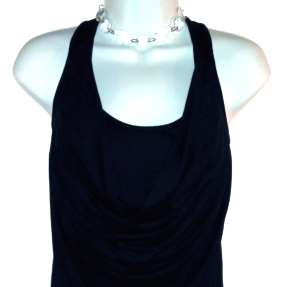 M - NEW YORK & COMPANY-BLOUSE WITH LAYER NECKLACE